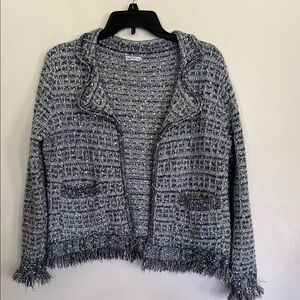 Sioni Gray Textured Cardigan Sweater